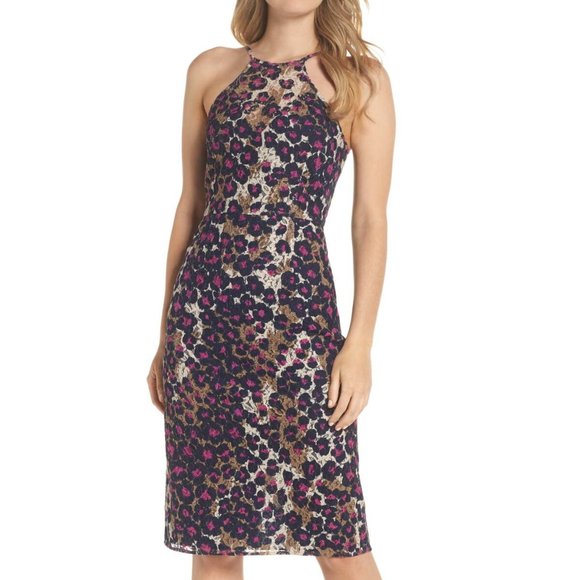 Trina Turk Dresses & Skirts - Trina Turk Lace Halter Dress Animal Floral Dress